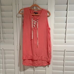 Dear John Pink Sleeveless Tank with Lace-Up Detail